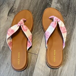 Cole Haan Fiona Memphis Pink Tie-Dye Slip On Thong Sandals Size